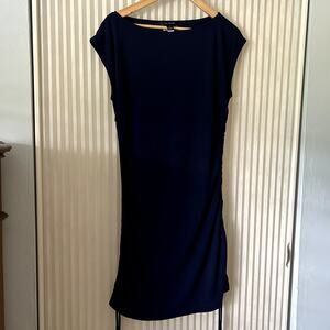 St. John Women´s Navy Blue Gathered Drawstrings Shift Mini Dress Size  M